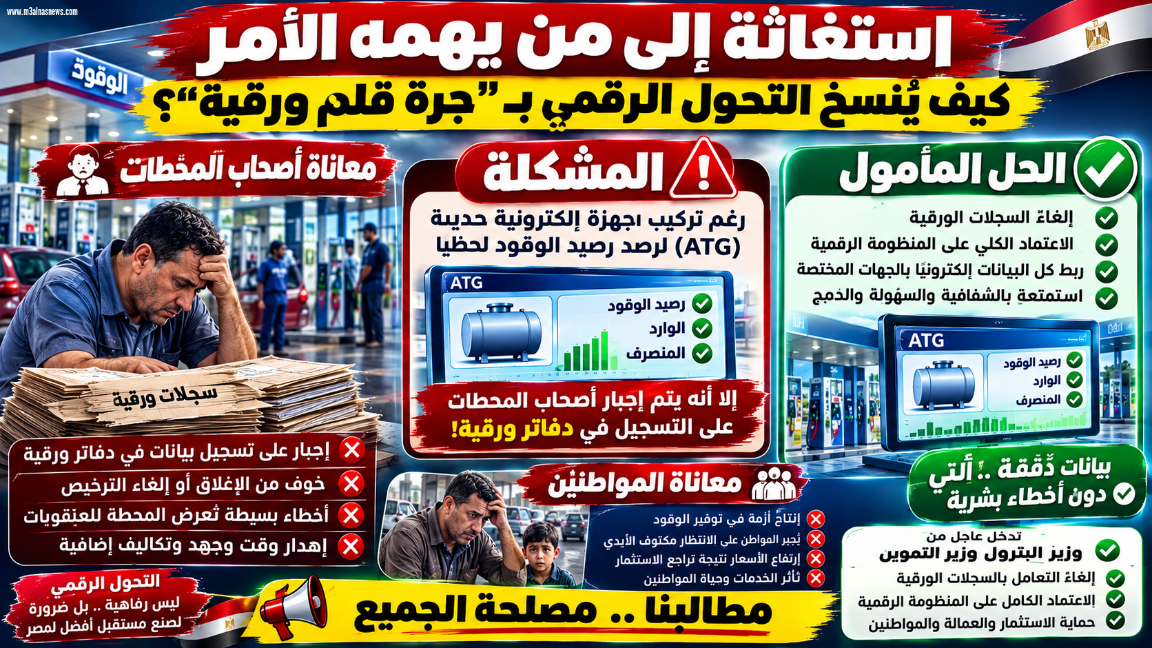 جرة قلم تهدد التحول الرقمي ... أصحاب محطات الوقود يطالبون بإلغاء السجلات الورقية والاعتماد على المنظومة الإلكترونية