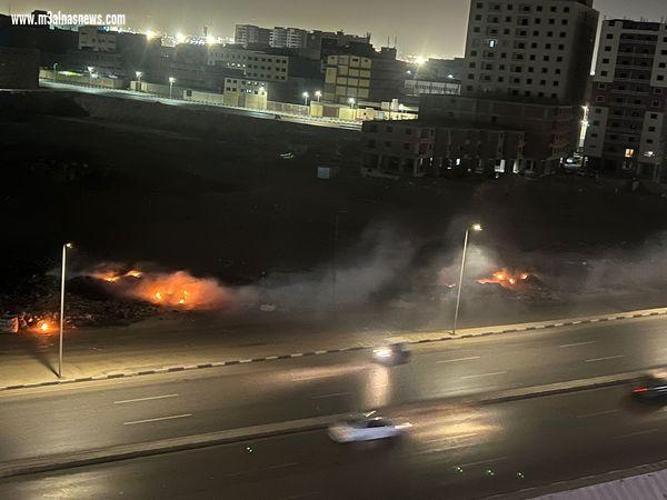 سكان حى السلام أول يعانون من أدخنة حرائق القمامة