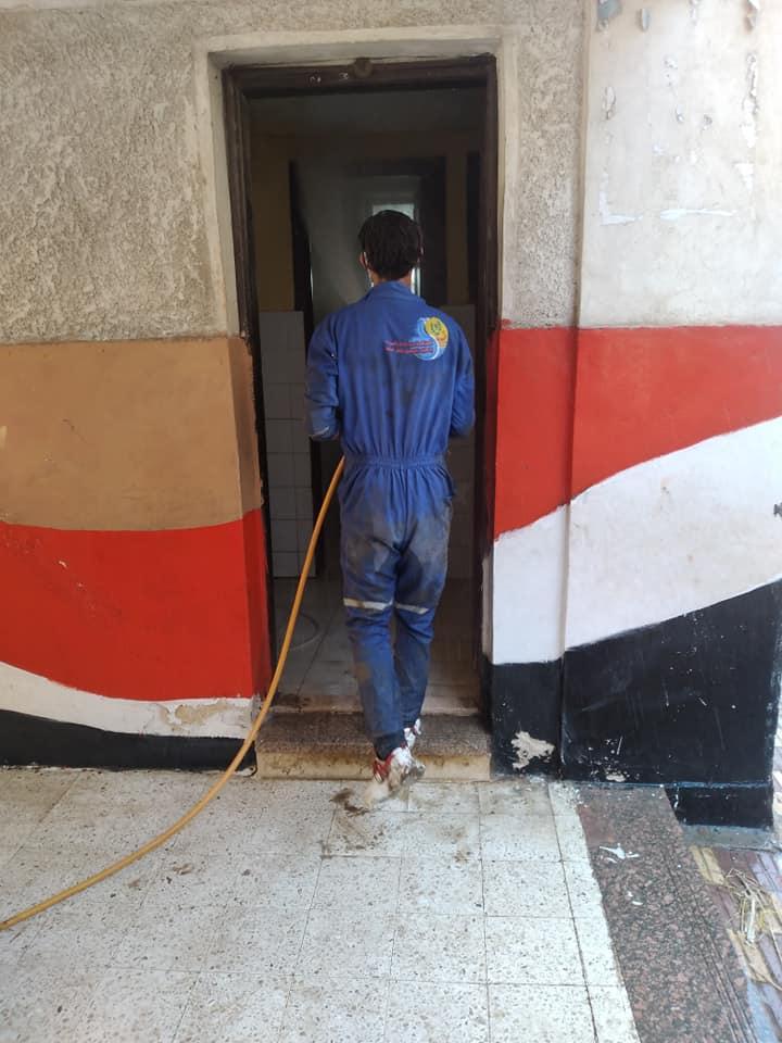 تعقيم وتطهير شوارع وميادين شباس عمير