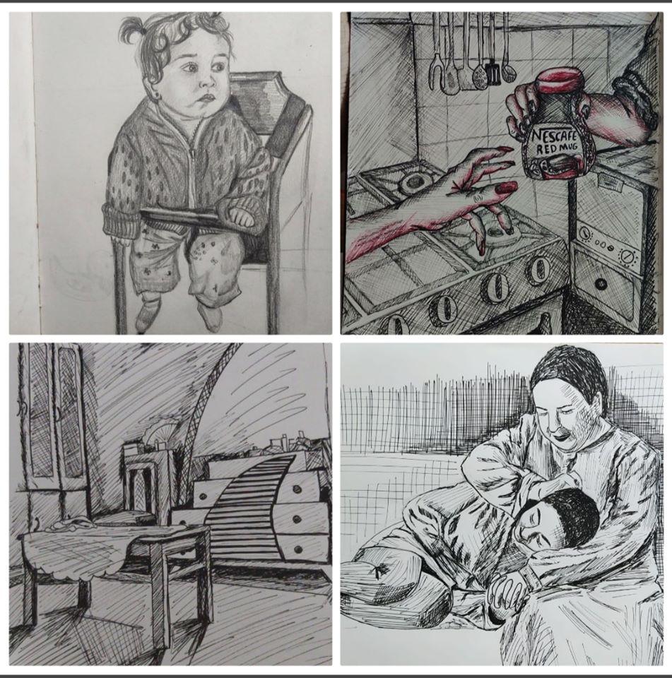 إلزم بيتك .. ارسم نفسك وارسم بيتك.. شعار طلاب التربية الفنية بجامعة حلوان