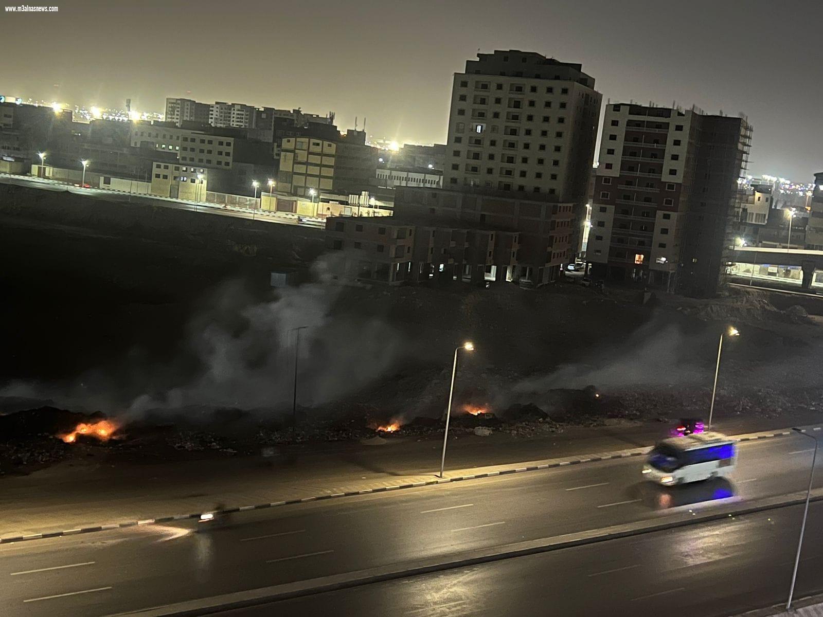 سكان حى السلام أول يعانون من أدخنة حرائق القمامة