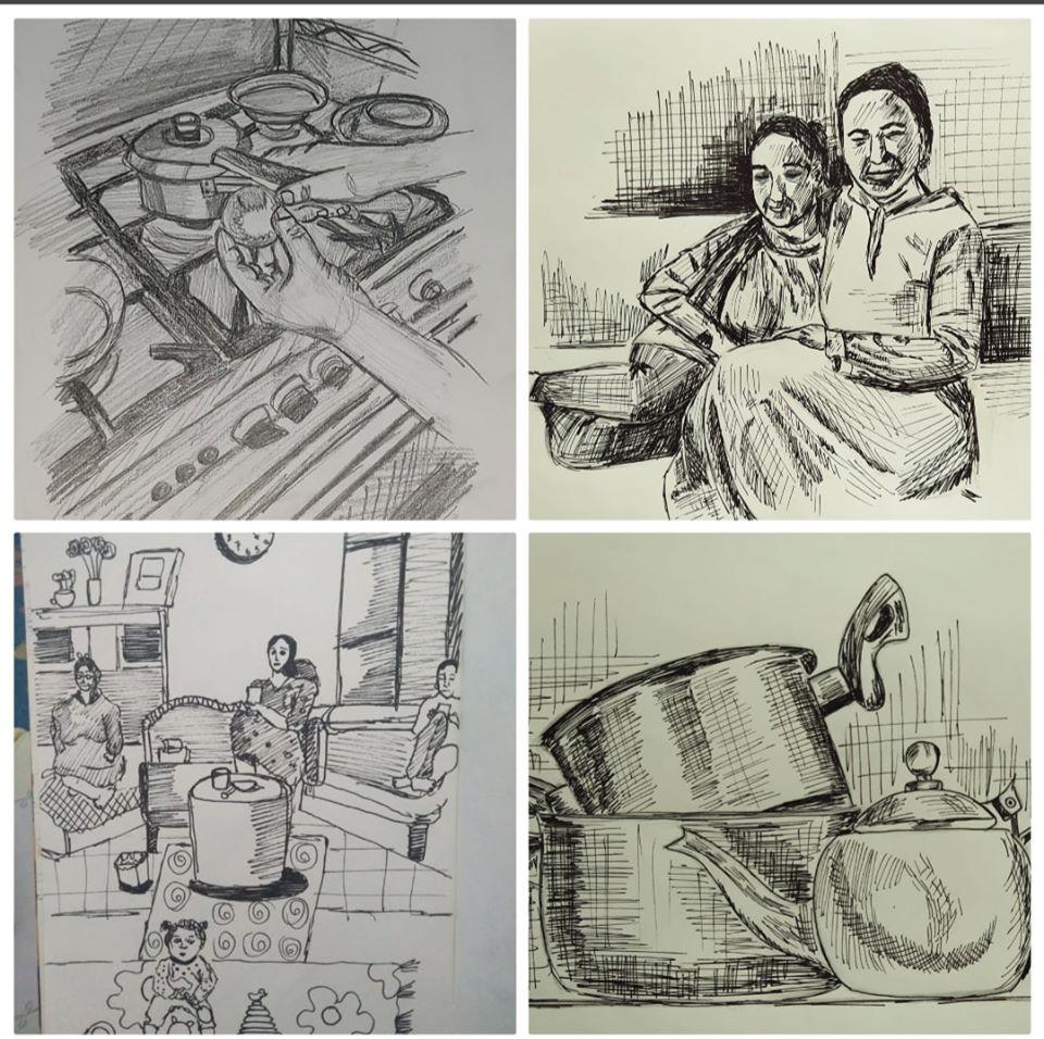 إلزم بيتك .. ارسم نفسك وارسم بيتك.. شعار طلاب التربية الفنية بجامعة حلوان