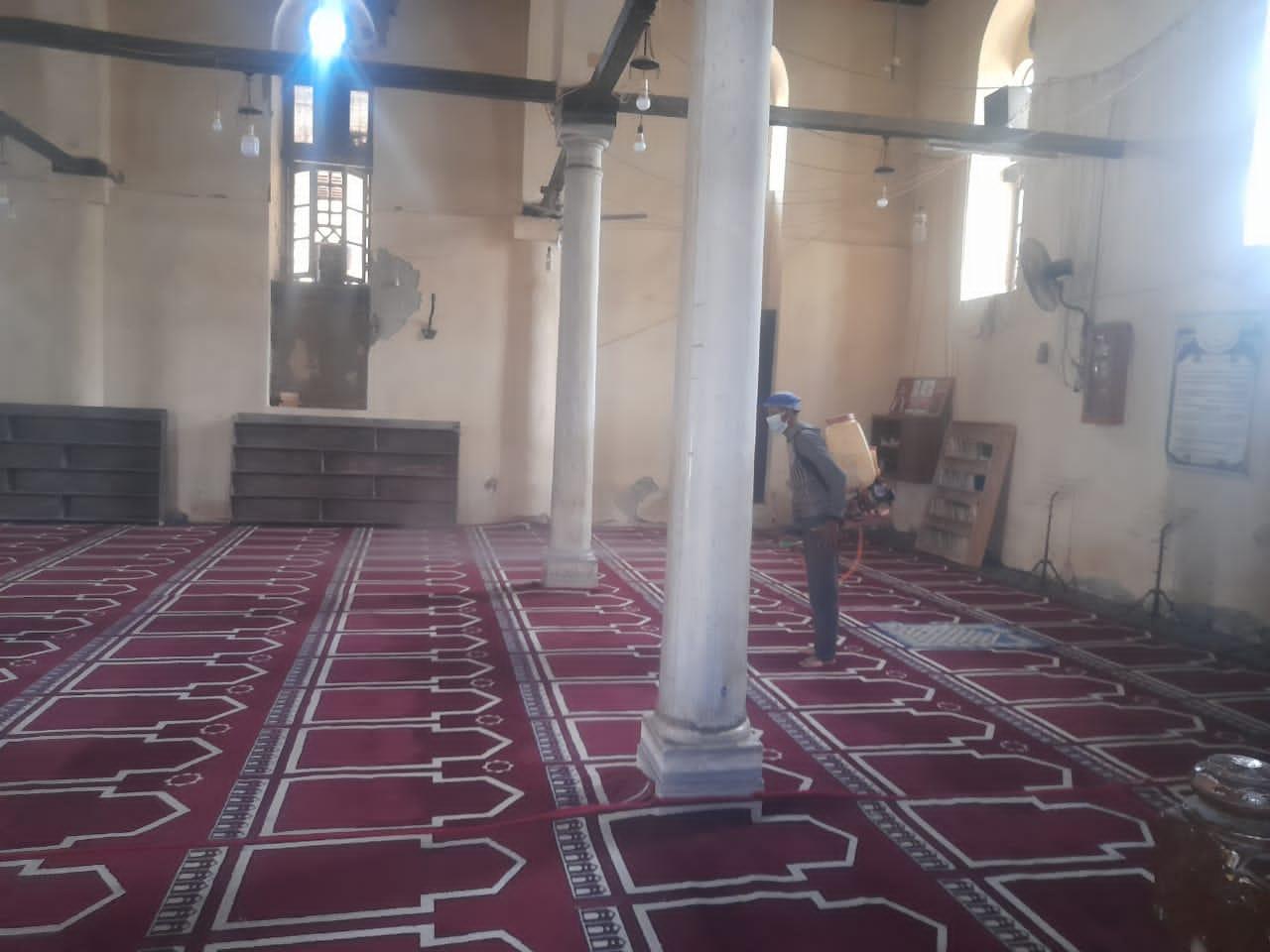 بالصور.. نور الدين يتابع أعمال التطهير والتعقيم لافتتاح مسجد.. وغرف العمليات لم ترصد مخالفات