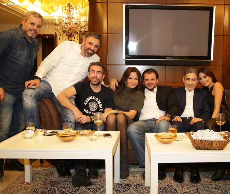 صور.. نجوم الفن والغناء في سهرة خاصة بمنزل نجوى كرم