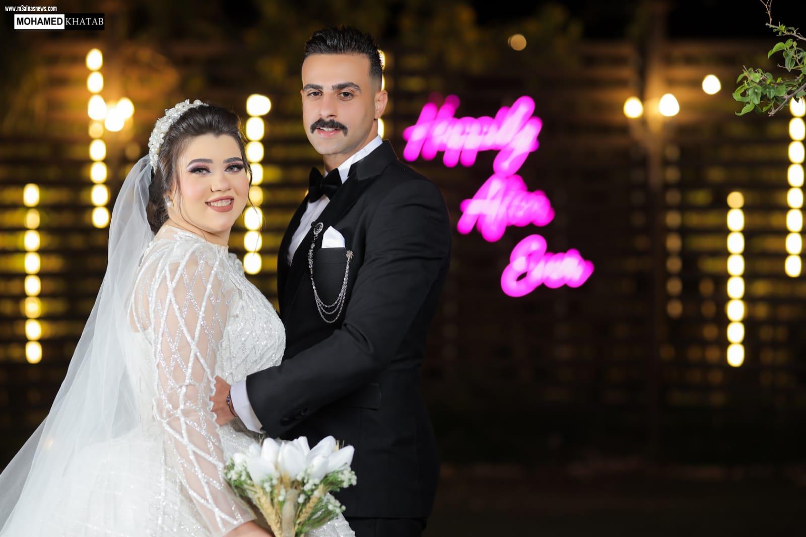 تهنئة بمناسبة زفاف ملازم اول عمرو المختار على عروسه عايدة يوسف