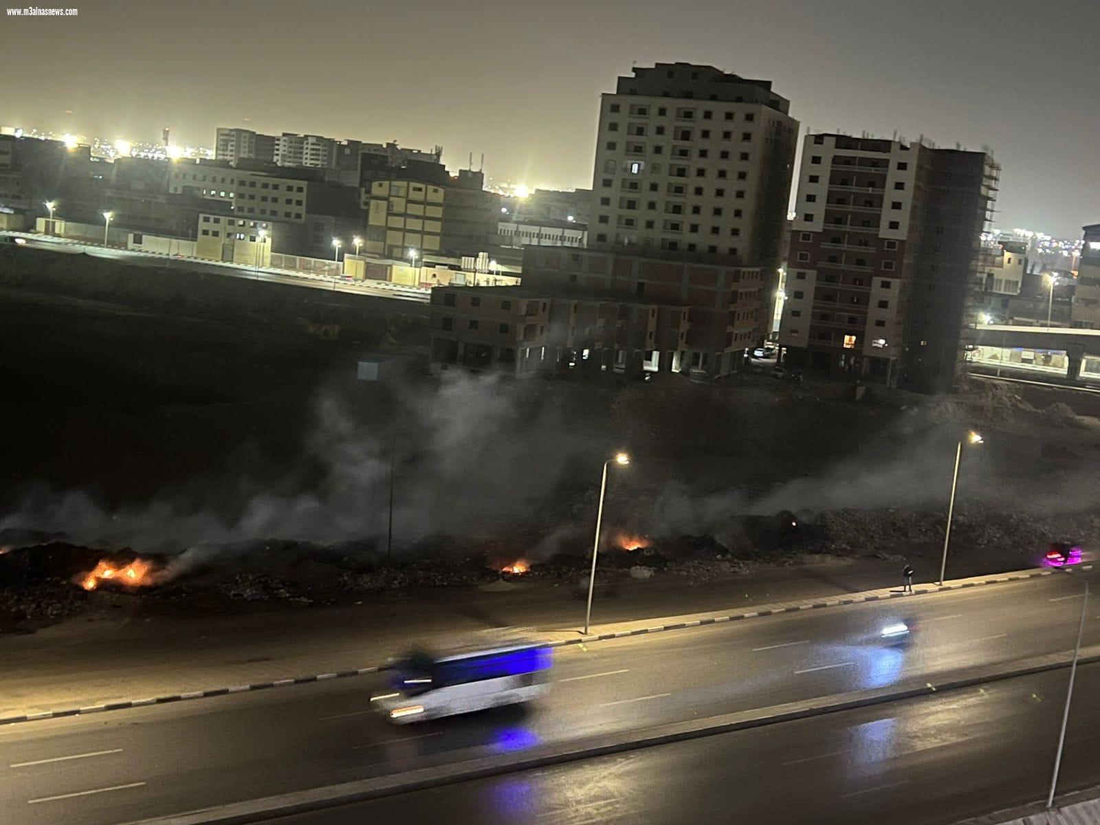 سكان حى السلام أول يعانون من أدخنة حرائق القمامة