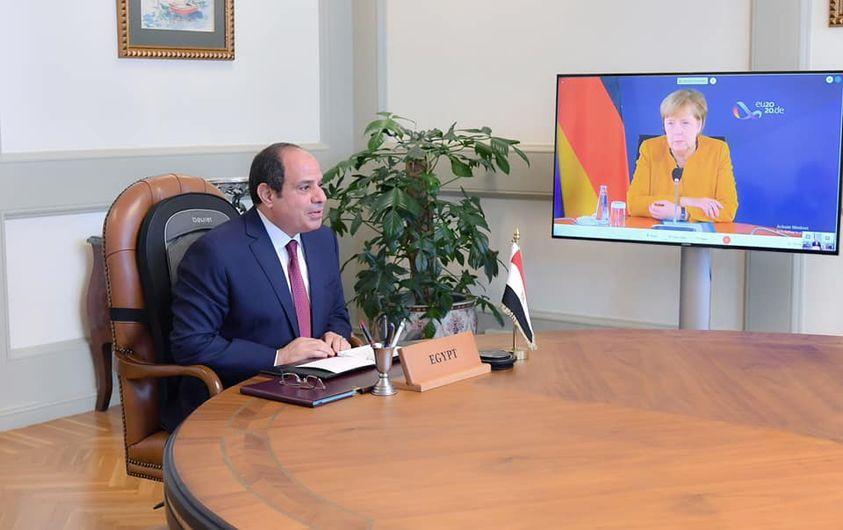 السيسي يبحث سبل التعاون المشترك وتبادل الخبرات بين  مصر وألمانيا لمكافحة فيروس كورونا 
