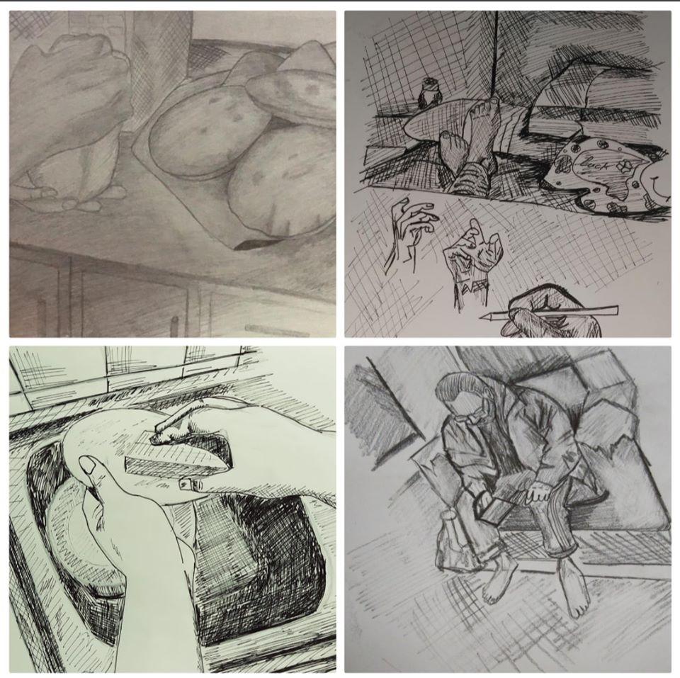 إلزم بيتك .. ارسم نفسك وارسم بيتك.. شعار طلاب التربية الفنية بجامعة حلوان