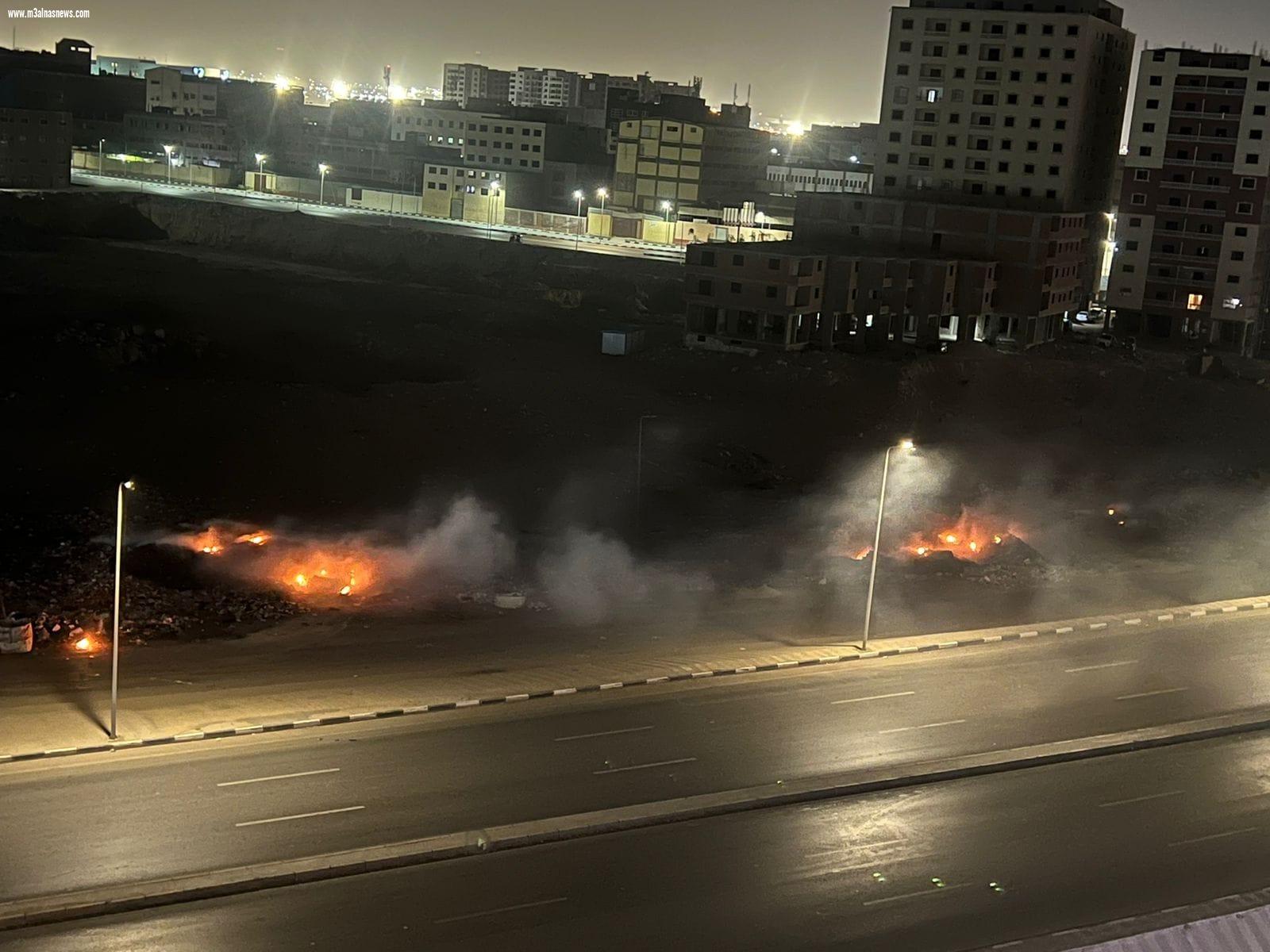 سكان حى السلام أول يعانون من أدخنة حرائق القمامة