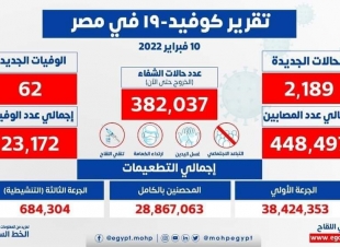 الصحة : ارتفاع حالات الشفاء من مصابي فيروس كورونا إلى 382037 وخروجهم من المستشفيات