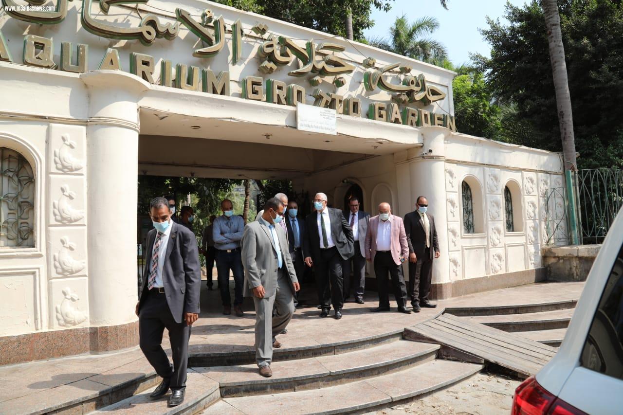 وزير الزراعة يتفقد حديقة الأسماك ويؤكد على تطويرها والحفاظ على طابعها الاثري 