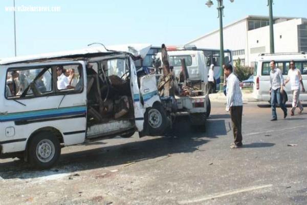 أصابة 5  اشخاص باصابات متفرقة فى حادثى تصادم بكفر الشيخ