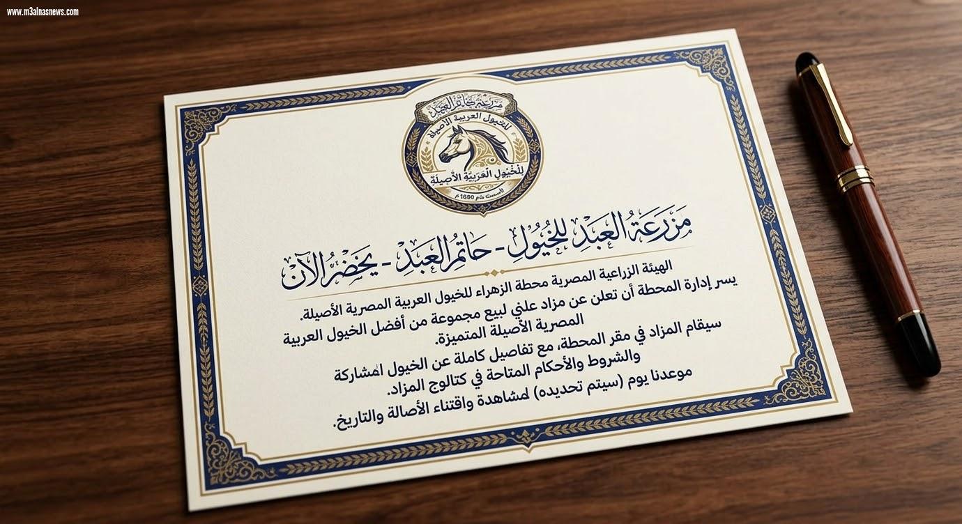 لعشاق الخيل العربي الأصيل.. مزاد مميز يطرح نخبة من أجود الخيول المصرية الأصيلة بمزرعة العبد