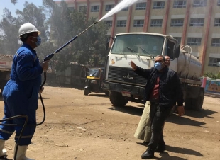 تعقيم وتطهير شوارع وميادين شباس عمير