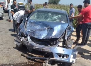 إصابة 4 أشخاص بإصابات متفرقة فى انقلاب سيارة ملاكى بالحامول